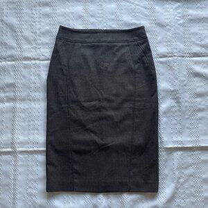 Le Chateau Form Fitting Midi Skirt Brown Office Preppy Academia